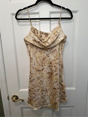 Hello Molly Satin Cowl Neck Mini Dress Abstract Print NWT Size Medium US 6 AU 10